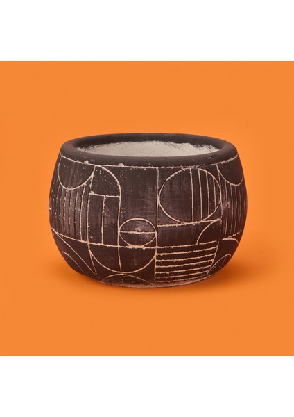 Boho Desenli Beton Saksı - Siyah - 14X12,5 cm fiyatları