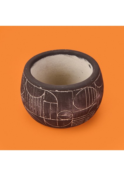 Boho Desenli Beton Saksı - Siyah - 14X12,5 cm fırsatları
