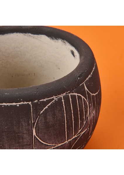 Boho Desenli Beton Saksı - Siyah - 14X12,5 cm indirimleri