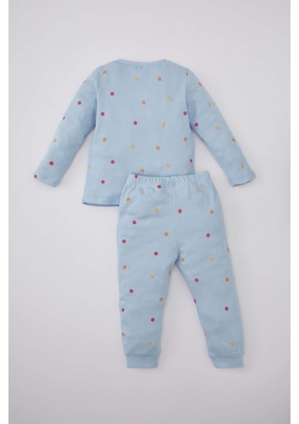 Kız Bebek Pijama Takım Meyve Desenli Uzun Kollu Waffle Üst Beli Lastikli Uzun Alt B7745A524SP