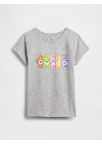 Kız Çocuk Gri Carebear Grafik Baskılı T-Shirt