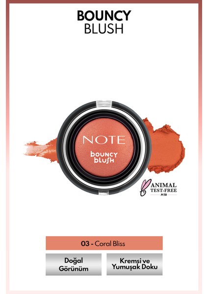 Bouncy Blush Yumuşak Kremsi Allık - 03 Coral Bliss