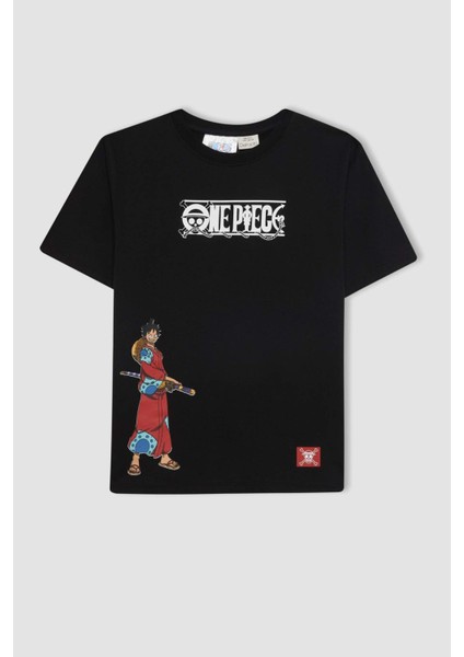 Erkek Çocuk One Piece Bisiklet Yaka Kısa Kollu Tişört