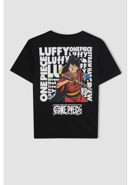 Erkek Çocuk One Piece Bisiklet Yaka Kısa Kollu Tişört