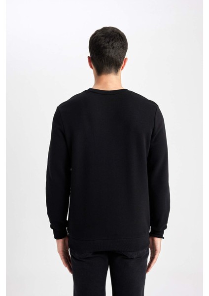 Erkek Siyah Oversize Fit Geniş Kesim Basic Düz Pamuklu Kapüşonlu Sweatshirt B7833AXNS