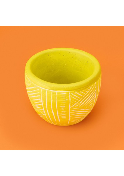 Duvar Desenli Beton Saksı - Sarı - 13,5X12,5 cm fırsatları