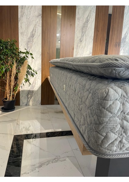 Neuton Carina Yatak 90X190 cm Gri Desenli Ortopedik Herkül Yaylı Tek Kişilik Yatak