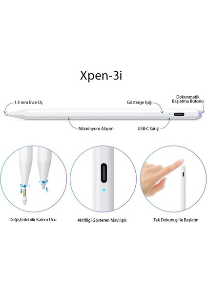 Ally Xpen-3i IPAD(2018-2025) Aktif Manyetik Kapasitif KALEM-(1903) - CPT106793-4286 fırsatları