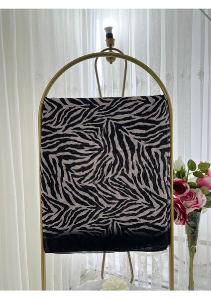 Zebra Desen Pamuk Şal Siyah Beyaz