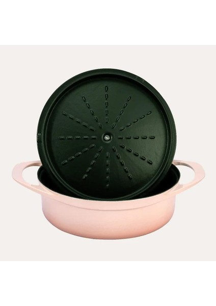 Fonksiyonel Kapaklı Lotus Pembe Sığ Döküm Tencere 26 cm fiyatları
