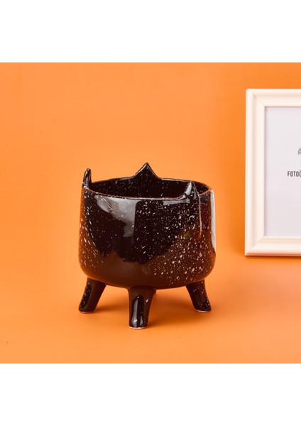 Ayaklı Seramik Saksı - Siyah - 14X14X15,5 cm fiyatları