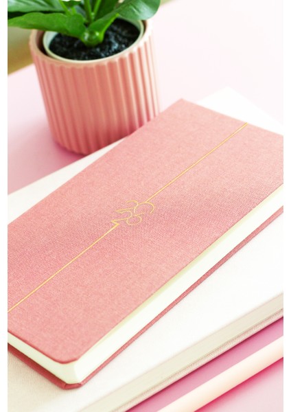 2026 Yılı Haftalık Keten Cep Ajandası 12 Aylık Pembe