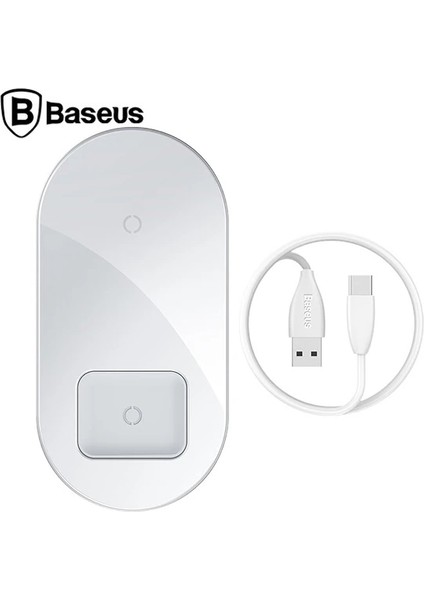 Baseus Simple 2in1 Kablosuz Wireless Şarj 18W IPHONES+IPODS-(1903) - CPT103264-7147