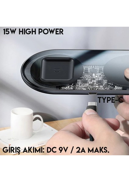 Baseus Simple 2in1 Kablosuz Wireless Şarj 18W IPHONES+IPODS-(1903) - CPT103264-7147