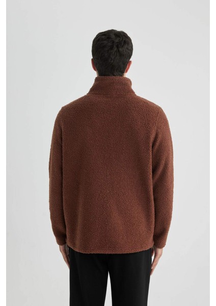 Regular Fit Dik Yaka Fermuarlı Pelüş Sweatshirt B6493AX24SP