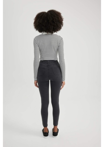Kadın Antrasit Anna-Super Skinny Fit Dar Kesim Pamuklu Kot Pantolon B8593AXNS