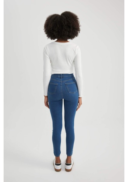 Kadın Mavi Anna-Super Skinny Fit Dar Kesim Pamuklu Kot Pantolon B8593AXNS