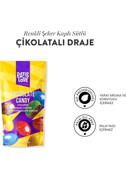 Renkli Şeker Kaplı Sütlü Çikolatalı Draje, 90 gr