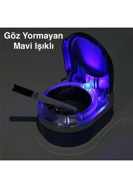 Ally SD-1201 LED Işıklı Kapaklı Araç Küllük Oto Araba Kül TABLASI-(1903) - CPT103071-6128