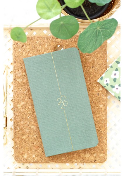 2026 Yılı Haftalık Keten Cep Ajandası 12 Aylık Yeşil