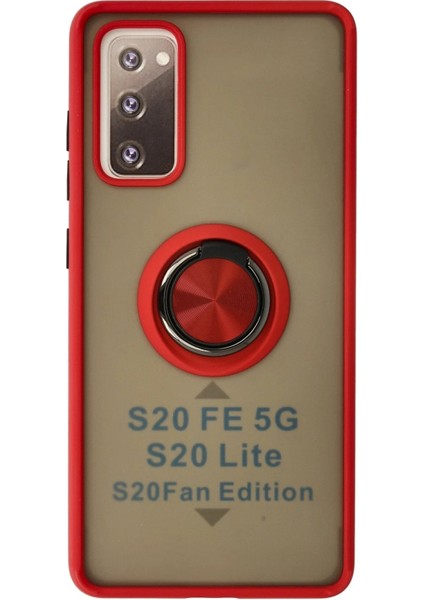 Samsung Galaxy S20 Fe Kılıf Montreal Yüzüklü Silikon Kapak - Kırmızı - CPT101824-3172
