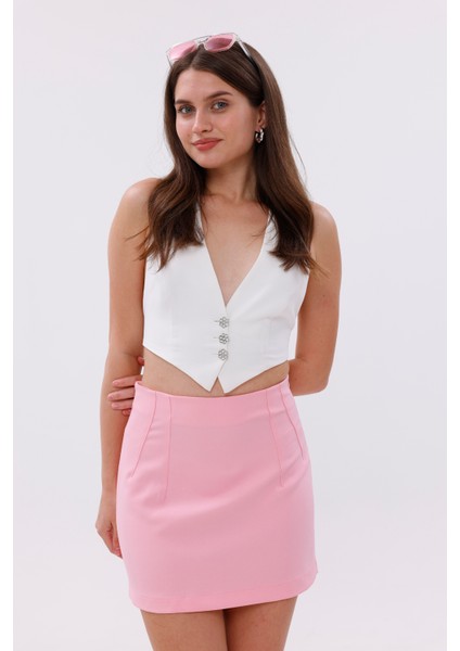 Fundacshoosesxgenıus Kadın Pensli Etek Iç Göstermez Lamineli kadın etek Kadın-Etek