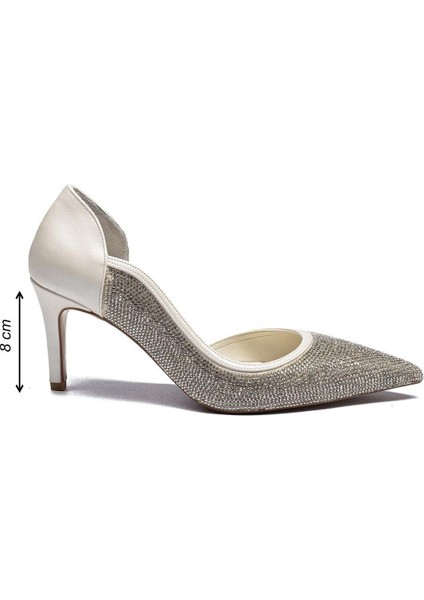 Kadın Stiletto Abiye Taş Işlemeli Sivri Burun Açık Topuklu Ayakkabı 4305 fırsatları