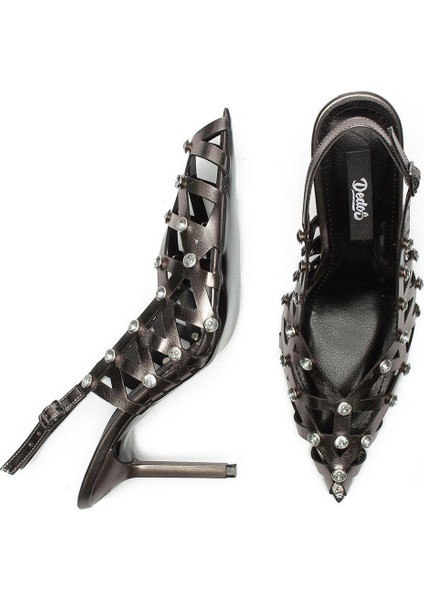 Kadın Ince Yüksek Topuklu Tokalı Taşlı Işlemeli Rugan Abiye Ayakkabı 5105 fırsatları