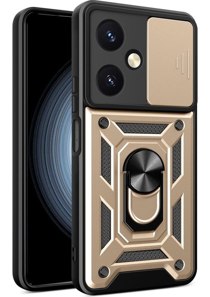 Vivo Y27 Kılıf Pars Lens Yüzüklü Silikon - Gold - CPT102375-7731