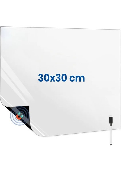 Mıknatıslı Manyetik Magnet Beyaz Tahta 30CM x 30CM Katlanabilir Silinebilir Yazı Tahtası + Kalem