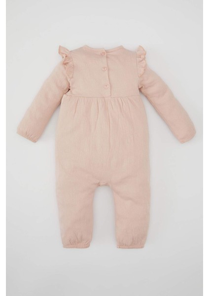 Kız Bebek Yeni Doğan Krinkıl Kumaş Uzun Kollu Tulum B9483A524SP