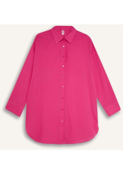 Regular Fit Pamuklu Plaj Gömleği-Fall in Love W8241AZ24SM