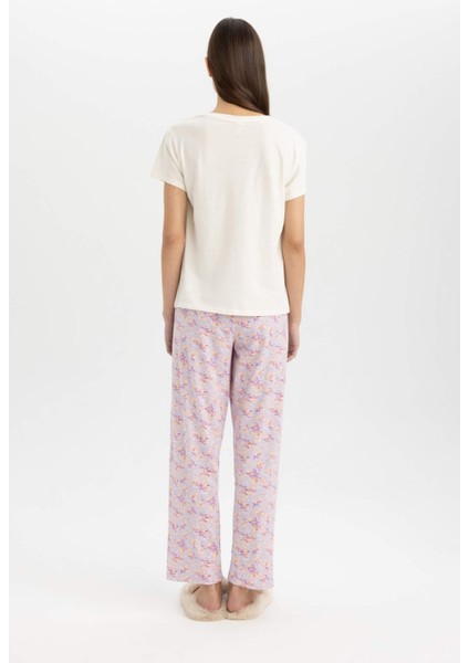 Fall in Love Pijama Takımı Regular Fit Kısa Kollu Üst Desenli Uzun Alt B6193AX24SP