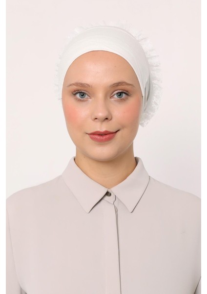 Ekru Silikonlu Dikişsiz Fırfırlı Bone modelleri