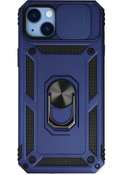 iPhone 14 Plus Kılıf Pars Lens Yüzüklü Silikon - Lacivert - CPT107709-6288