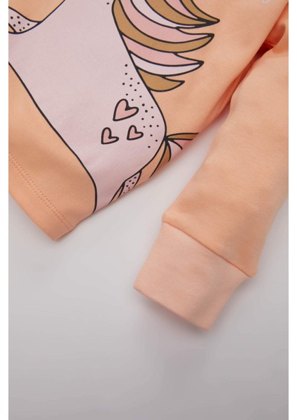Kız Bebek Unicorn Baskılı Uzun Kollu Pijama Takımı C0666A524SP fırsatları