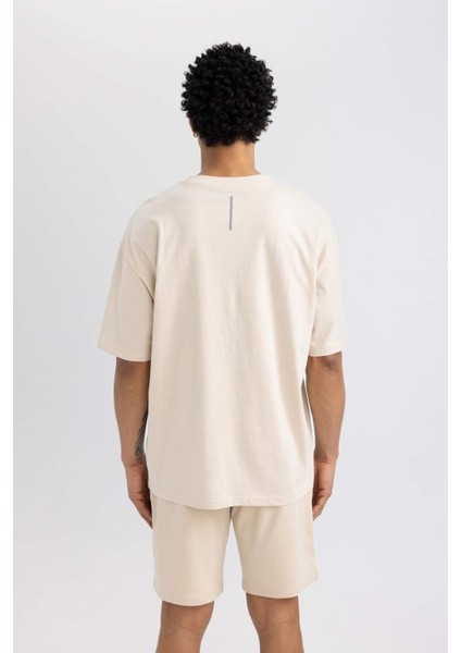 Fit Oversize Fit Bisiklet Yaka Baskılı Kısa Kollu Tişört A1624AX24SM