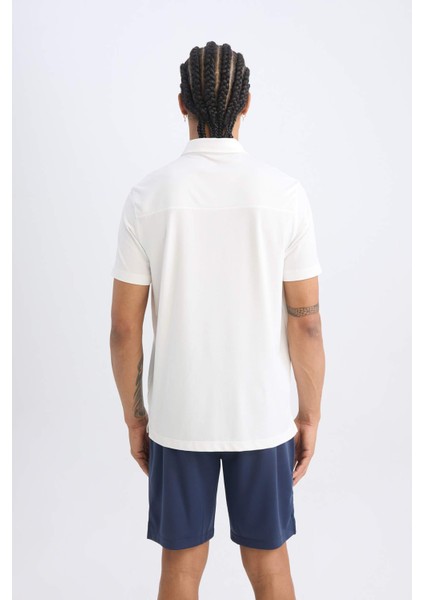 DeFactoFit Standart Fit Baskılı Sporcu Polo Ağır Kumaş Kısa Kollu Tişört C0416AX24SM