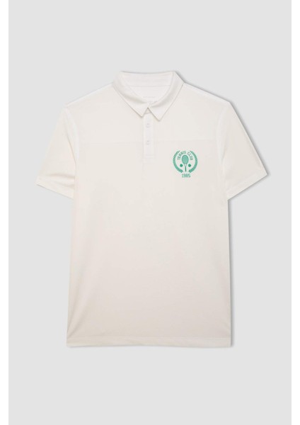 DeFactoFit Standart Fit Baskılı Sporcu Polo Ağır Kumaş Kısa Kollu Tişört C0416AX24SM