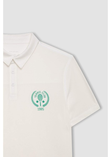 DeFactoFit Standart Fit Baskılı Sporcu Polo Ağır Kumaş Kısa Kollu Tişört C0416AX24SM