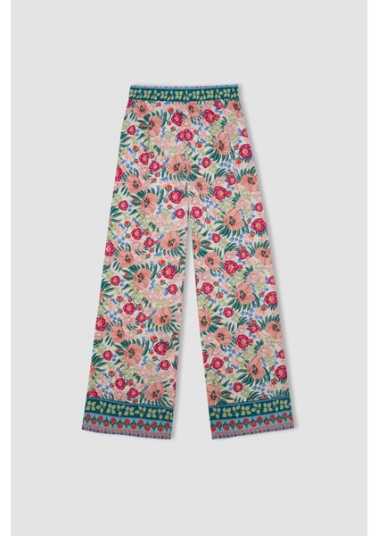 x Lug Von Siga Poplin Pantolon Wide Leg Geniş Paça Desenli Normal Bel C1133AX24SM