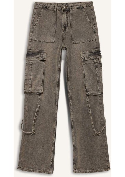 Wide Leg Kargo Yüksek Bel Geniş Bol Paça Uzun Jean Pantolon C1145AX24SP