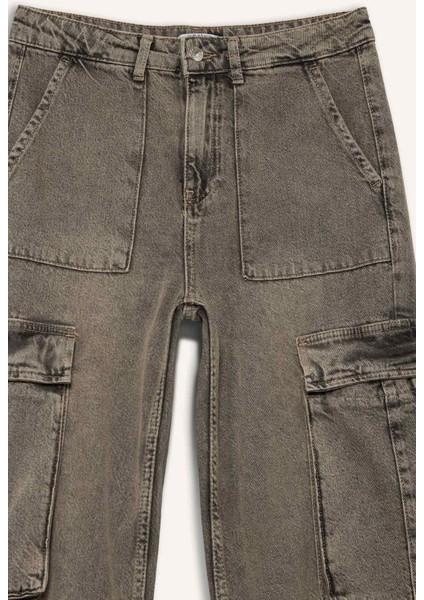 Wide Leg Kargo Yüksek Bel Geniş Bol Paça Uzun Jean Pantolon C1145AX24SP