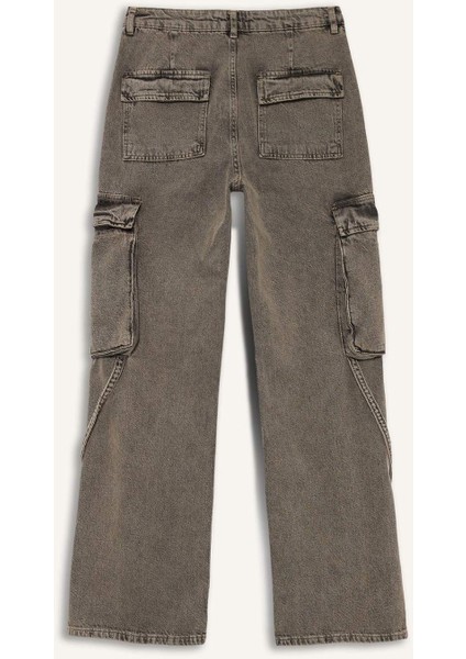 Wide Leg Kargo Yüksek Bel Geniş Bol Paça Uzun Jean Pantolon C1145AX24SP