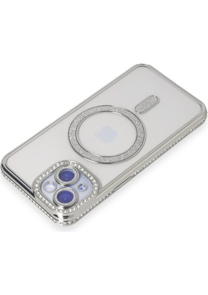 iPhone 15 Kılıf Joke Simli Magneticsafe Kılıf - Gümüş - CPT108475-2669 fiyatları