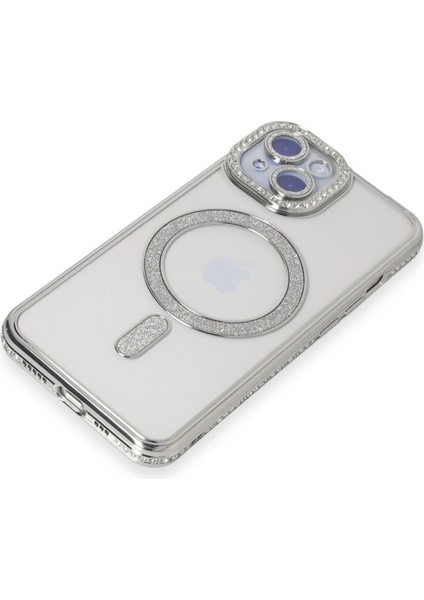 iPhone 15 Kılıf Joke Simli Magneticsafe Kılıf - Gümüş - CPT108475-2669 modelleri