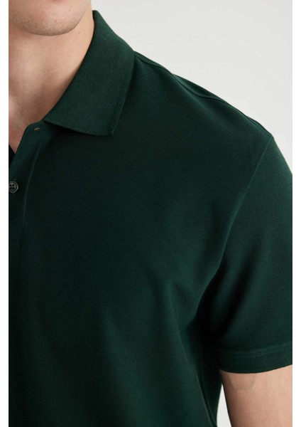 %100 Pamuk Regular Fit Polo Yaka Kısa Kollu Basic Düz Pike Kumaş Tişört C1293AX24SP