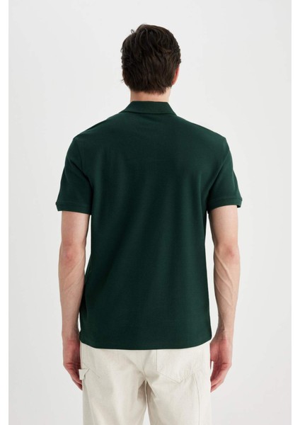 %100 Pamuk Regular Fit Polo Yaka Kısa Kollu Basic Düz Pike Kumaş Tişört C1293AX24SP