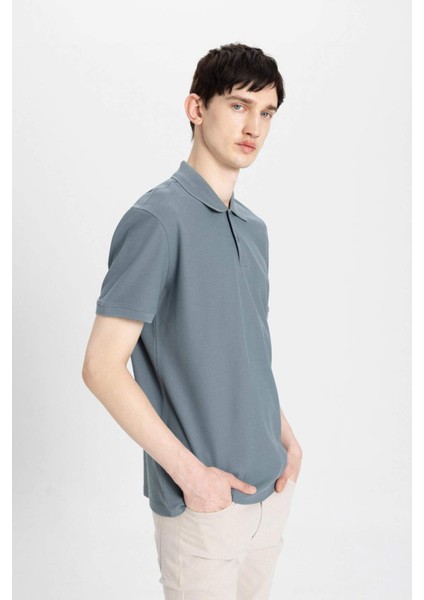 %100 Pamuk Regular Fit Polo Yaka Kısa Kollu Basic Düz Pike Kumaş Tişört C1293AX24SP