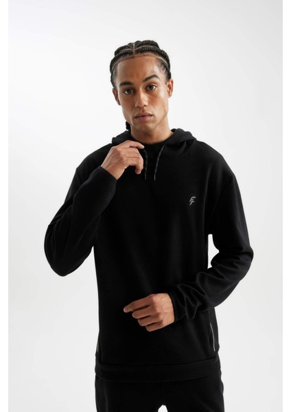 Fit Standart Fit Kapüşonlu Baskılı Cepli Sweatshirt B4372AX24SP
